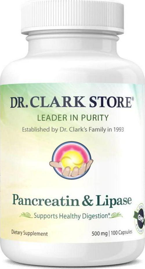 Dr. Clark Pancreatin and Lipase Enzyme Supplement, 500mg, 100 Capsules