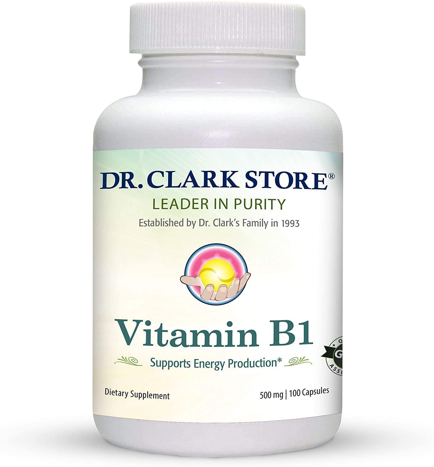 Dr. Clark Vitamin B1 Supplement, 500mg, 100 Capsules