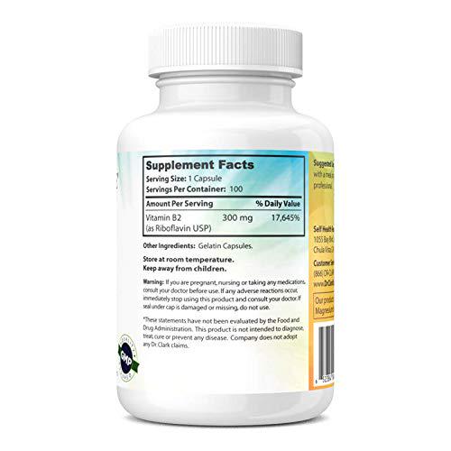 Dr. Clark Vitamin B2 Supplement, 300mg, 100 Capsules