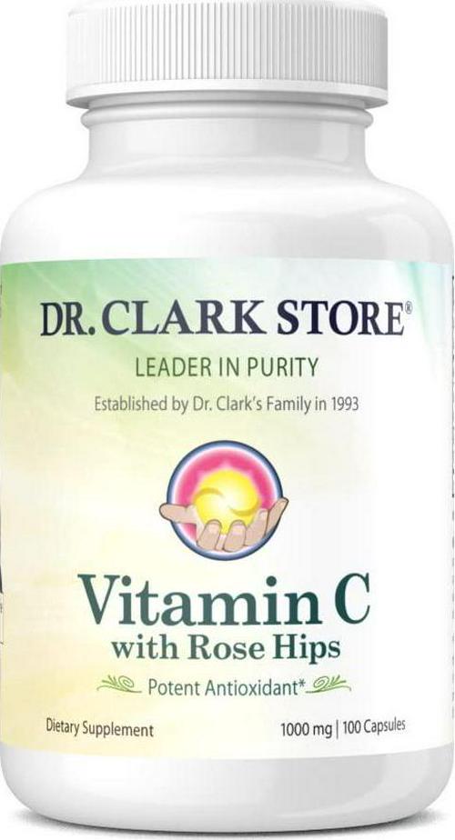 Dr. Clark Vitamin C with Rose Hips Supplement, 1000mg, 100 Capsules