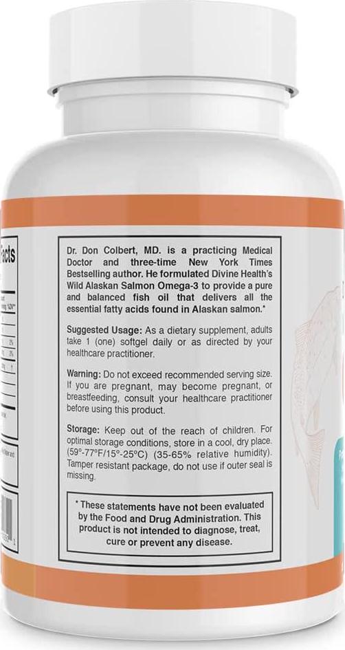 Dr.Colbert's Wild Alaskan Salmon Omega-3 Containing Natural Sources of Omega-3, DHA and EPA - Formulated by Dr. Don Colbert