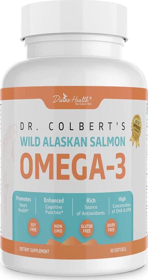 Dr.Colbert's Wild Alaskan Salmon Omega-3 Containing Natural Sources of Omega-3, DHA and EPA - Formulated by Dr. Don Colbert