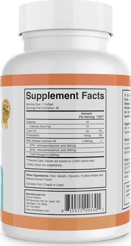 Dr.Colbert's Wild Alaskan Salmon Omega-3 Containing Natural Sources of Omega-3, DHA and EPA - Formulated by Dr. Don Colbert