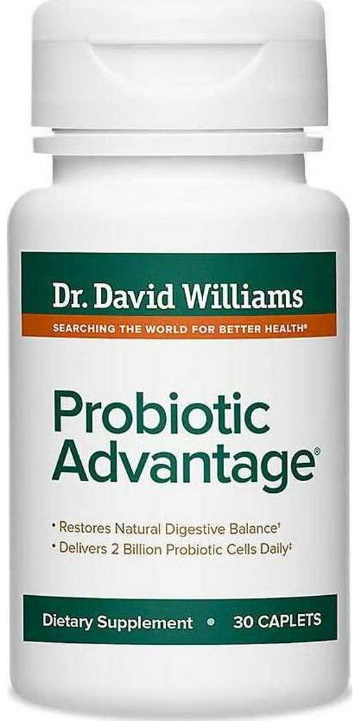 Dr. David Williams' Probiotic Advantage Supplement with 7 Unique Strains and Patented Technology to Deliver Probiotics Alive (30 Caplets)