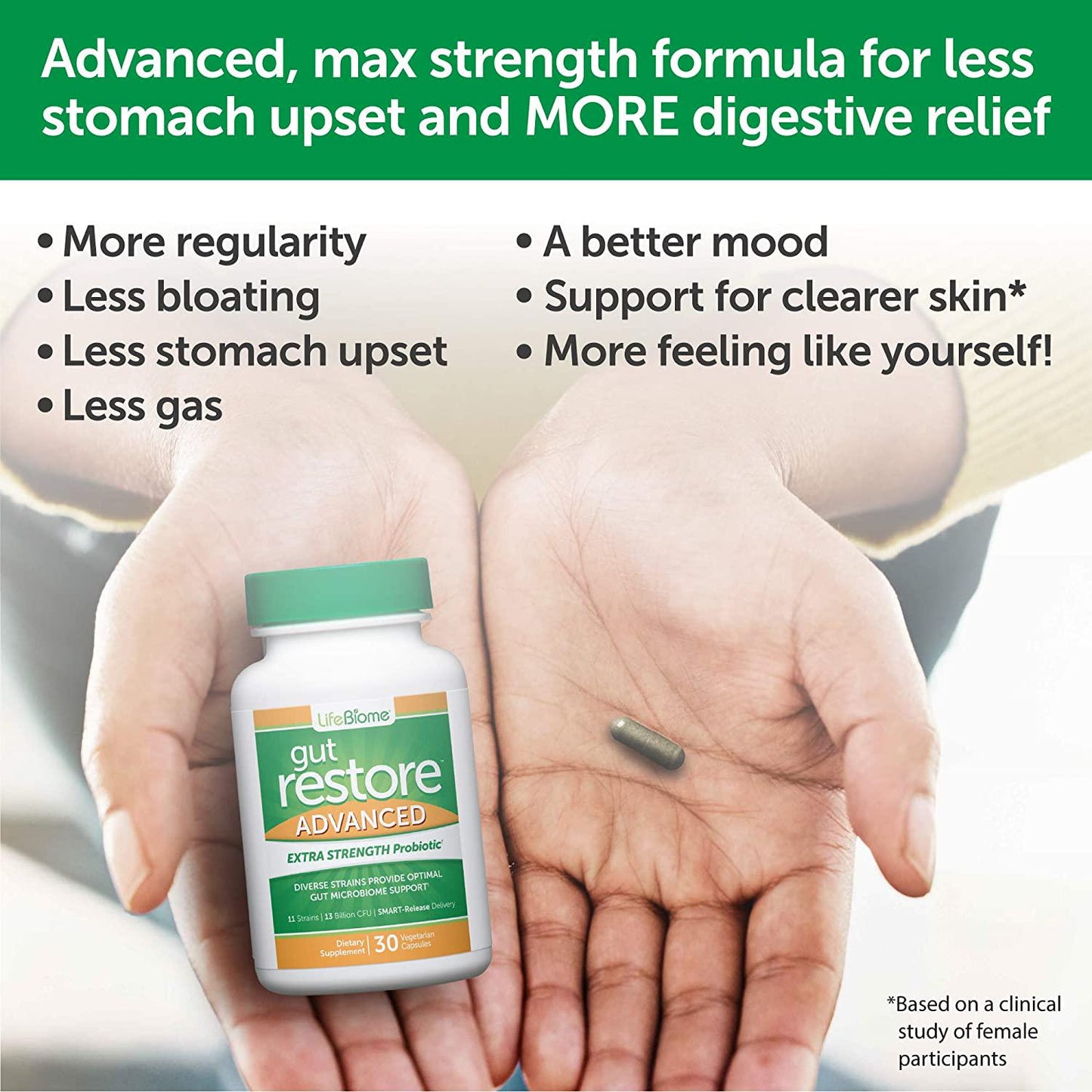 Dr. Drew Sinatra’s LifeBiome Gut Restore Advanced, Maximum Strength Microbiome Probiotic with Fermented Botanicals, 11 Multi Strains, 30 Once-Daily Capsules, Vegetarian, Soy-, Dairy-, and Gluten Free