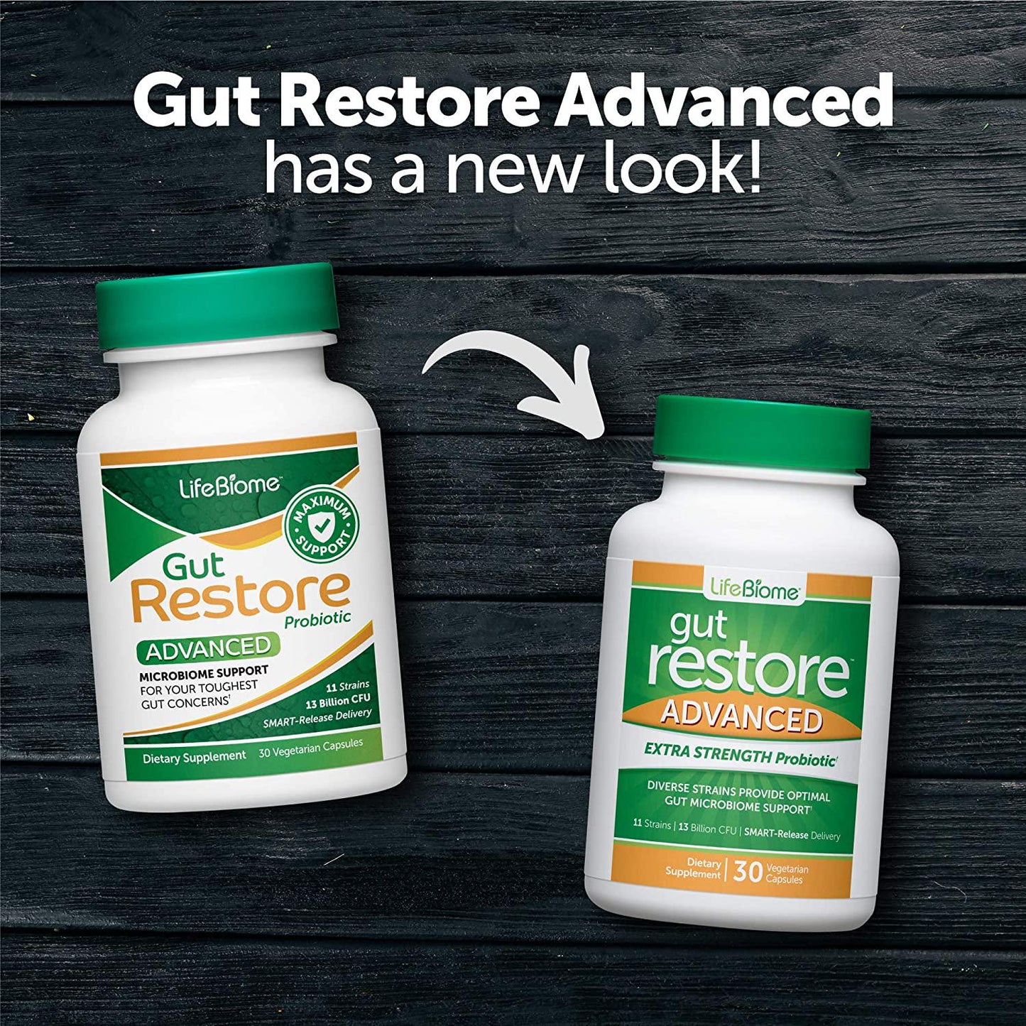 Dr. Drew Sinatra’s LifeBiome Gut Restore Advanced, Maximum Strength Microbiome Probiotic with Fermented Botanicals, 11 Multi Strains, 30 Once-Daily Capsules, Vegetarian, Soy-, Dairy-, and Gluten Free