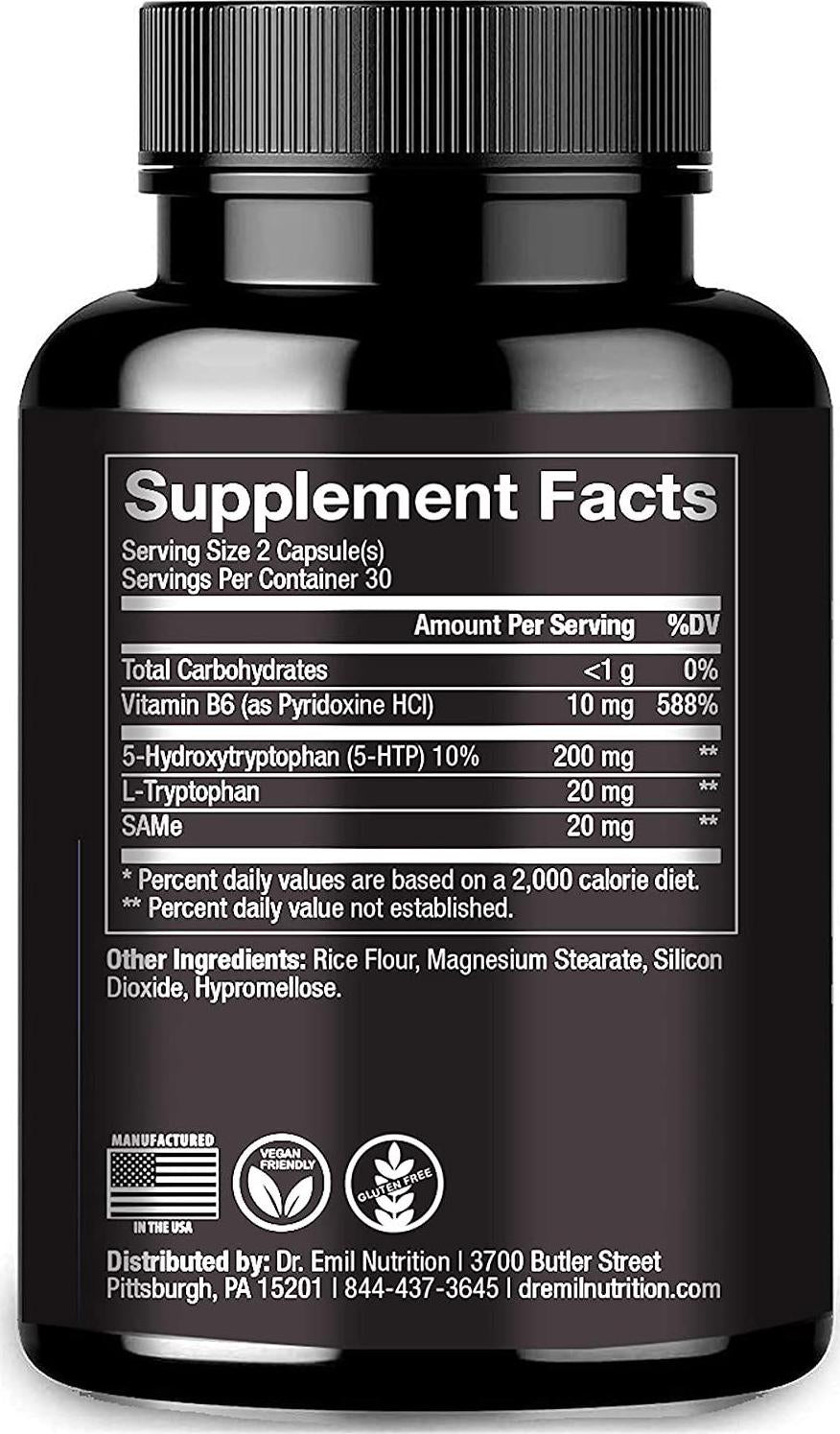 Dr. Emil Nutrition200 MG 5-HTP Plus Formula for Mood, Stress, and Sleep Support, 60 Vegan Capsules