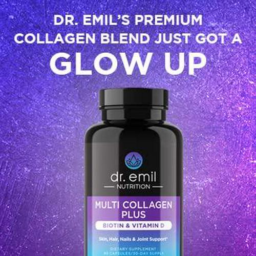 Dr. Emil Nutrition Multi Collagen Peptides Plus Biotin and Vitamin D. Supports Hair, Skin, Nails, Joints, and Gut Health. 30-Day Supply.