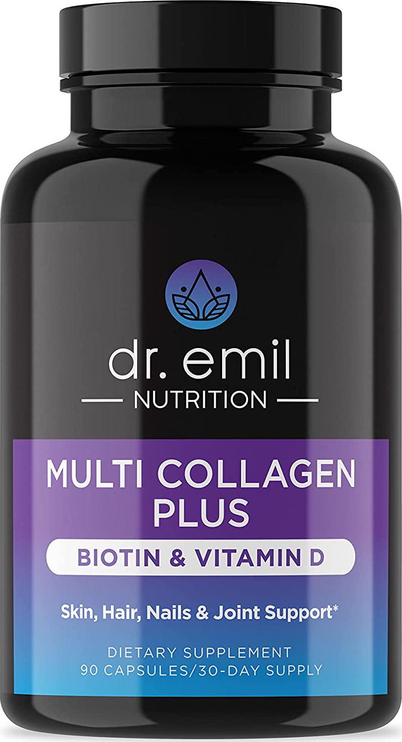 Dr. Emil Nutrition Multi Collagen Peptides Plus Biotin and Vitamin D. Supports Hair, Skin, Nails, Joints, and Gut Health. 30-Day Supply.