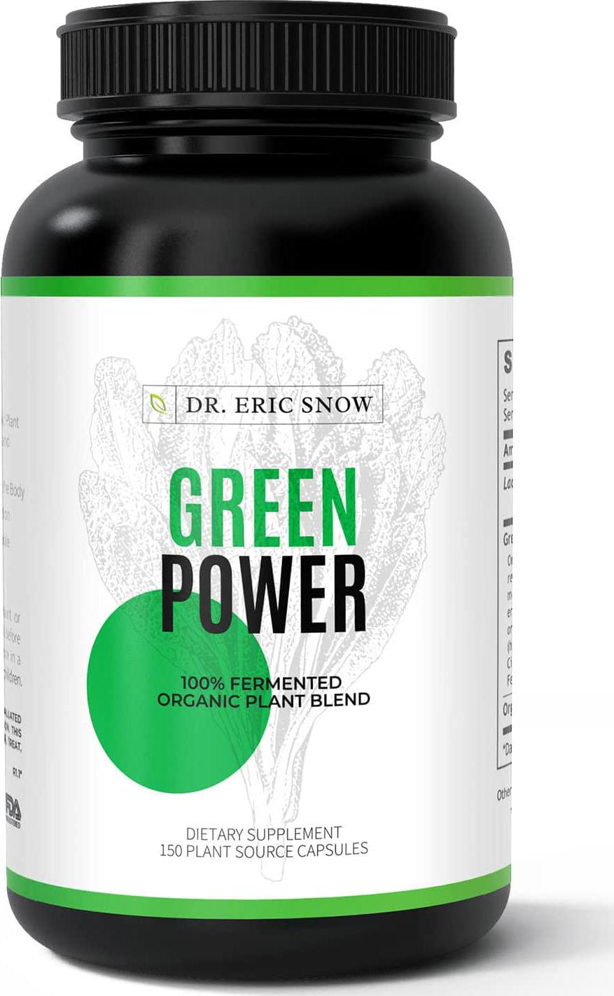 Dr. Eric Snow Green Power Dietary Supplement, Highly Absorbent Organic Green Superfood Capsules, 150 Capsules