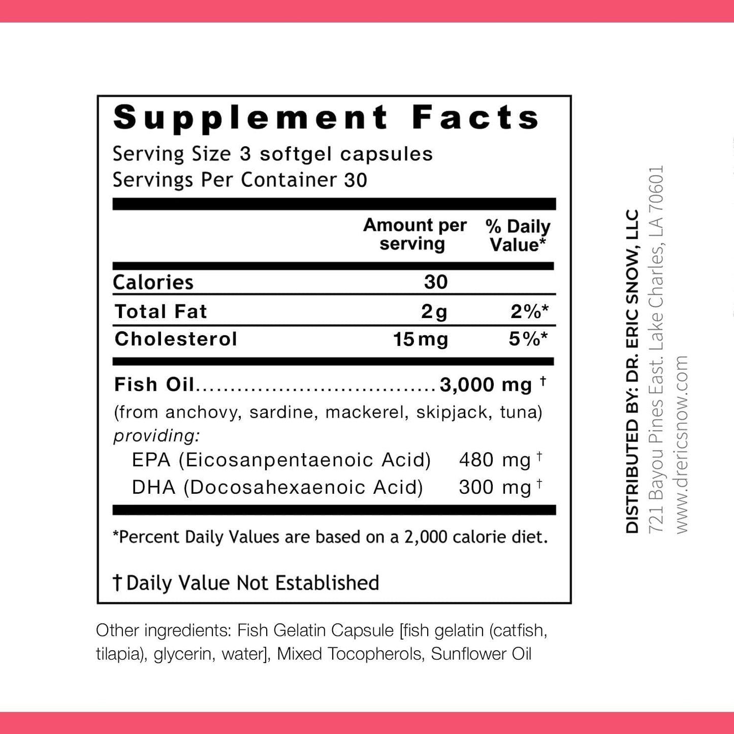 Dr. Eric Snow Omega 3 Power Dietary Supplement, Highly Absorbent Omega 3 Capsules, 90 Softgels