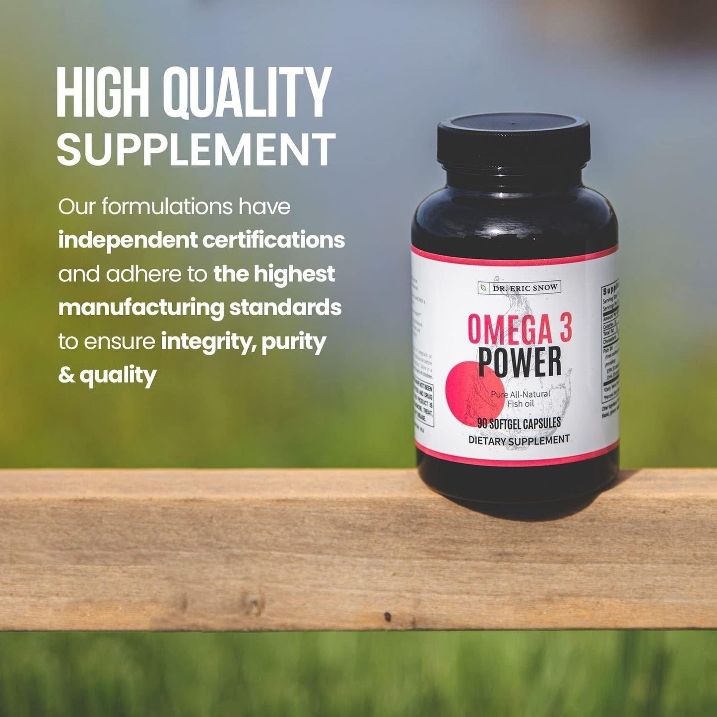 Dr. Eric Snow Omega 3 Power Dietary Supplement, Highly Absorbent Omega 3 Capsules, 90 Softgels