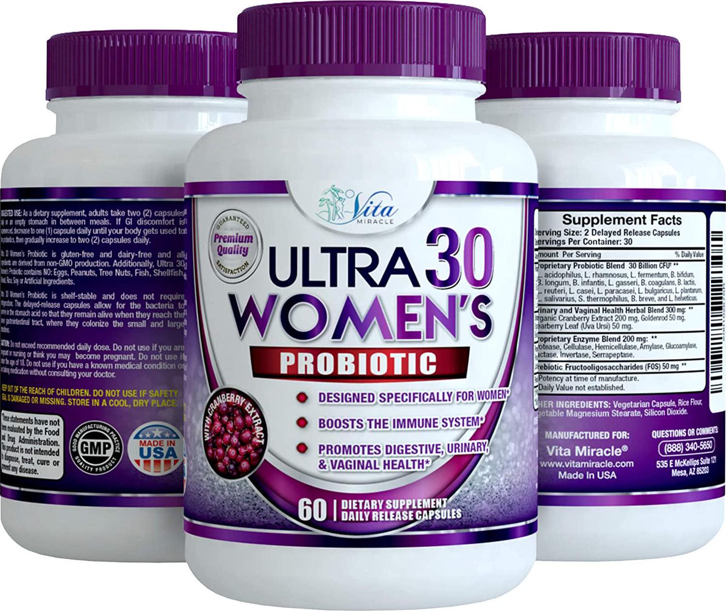 Dr Formulated Probiotics for Women - Once Daily Womens Probiotic Supplement for Digestive and Urinary Health Raw Organic Delayed Release Veggie Capsule + Prebiotics 30 Billion CFU 18 Strains