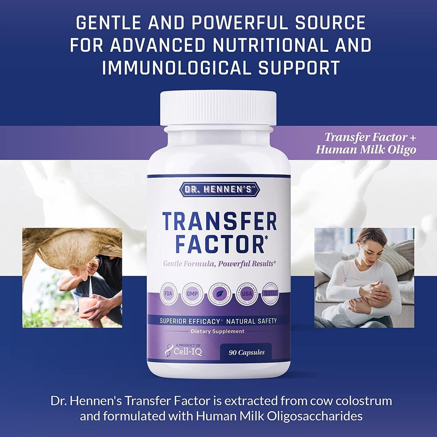Dr. Hennen's Transfer Factor Immune Support, Human Milk Oligosaccharides, HMO, Prebiotic, Probiotic Supplement