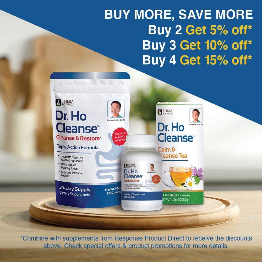 Dr. Ho Cleanse and Restore - Detox-Eliminate Built-up Toxins and Waste; Relieve Discomfort from Constipation, Gas, and Upset Stomach; Feel Lighter, Slimmer Energize Gluten Free Fiber Rich Detoxification