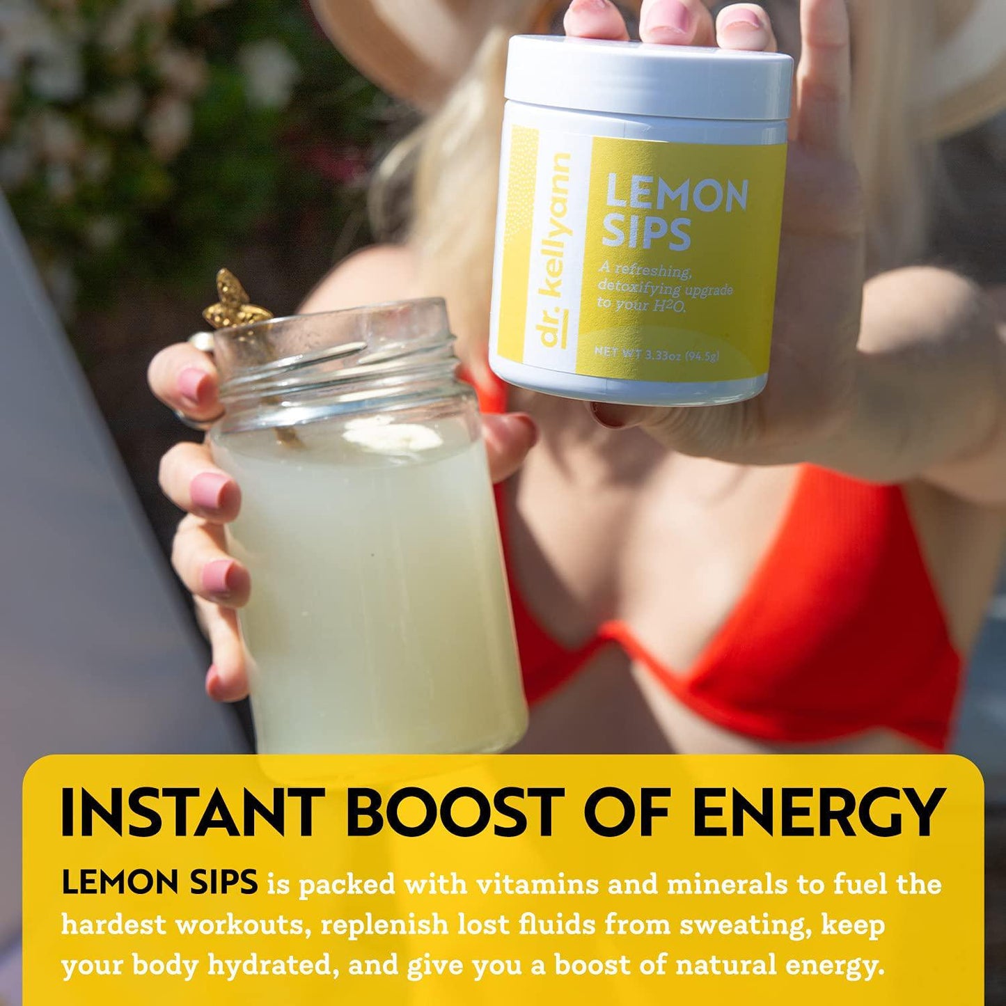 Dr. Kellyann s Lemon Sips - Rehydrate, Detox, Energize - Sugar-free, Fat-free, Non-GMO diet citrus drink mix that helps reduce cellulite, hydrate and firm sagging skin, and protect from UV damage