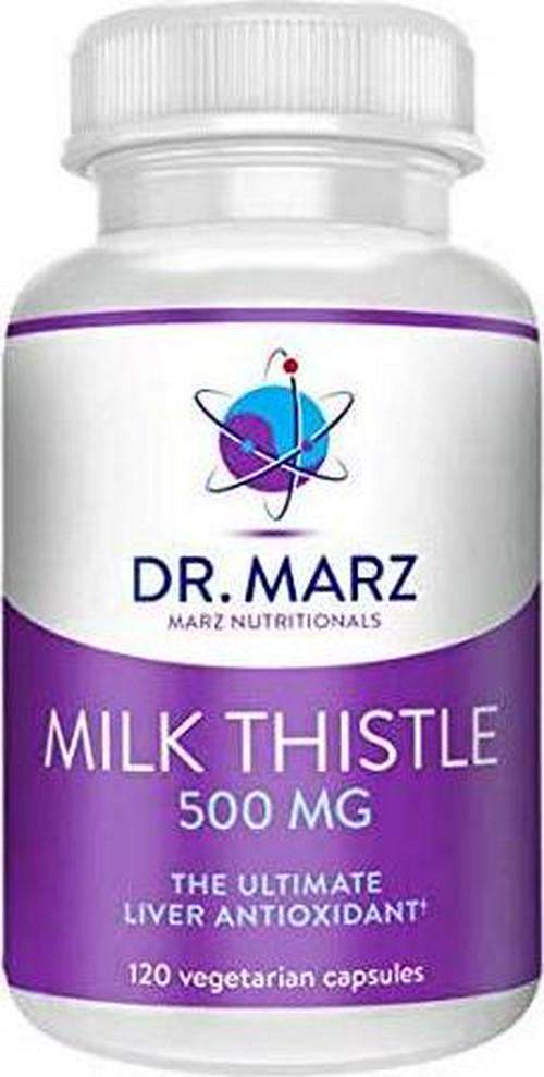 Dr. Marz Ultimate Milk Thistle Supplement - Organic Herbal Aid for Cell Repair, Oxidative Protection and Detoxification – Standardized Antioxidant for Health Support - 500mg, 120 Vegetarian Capsules