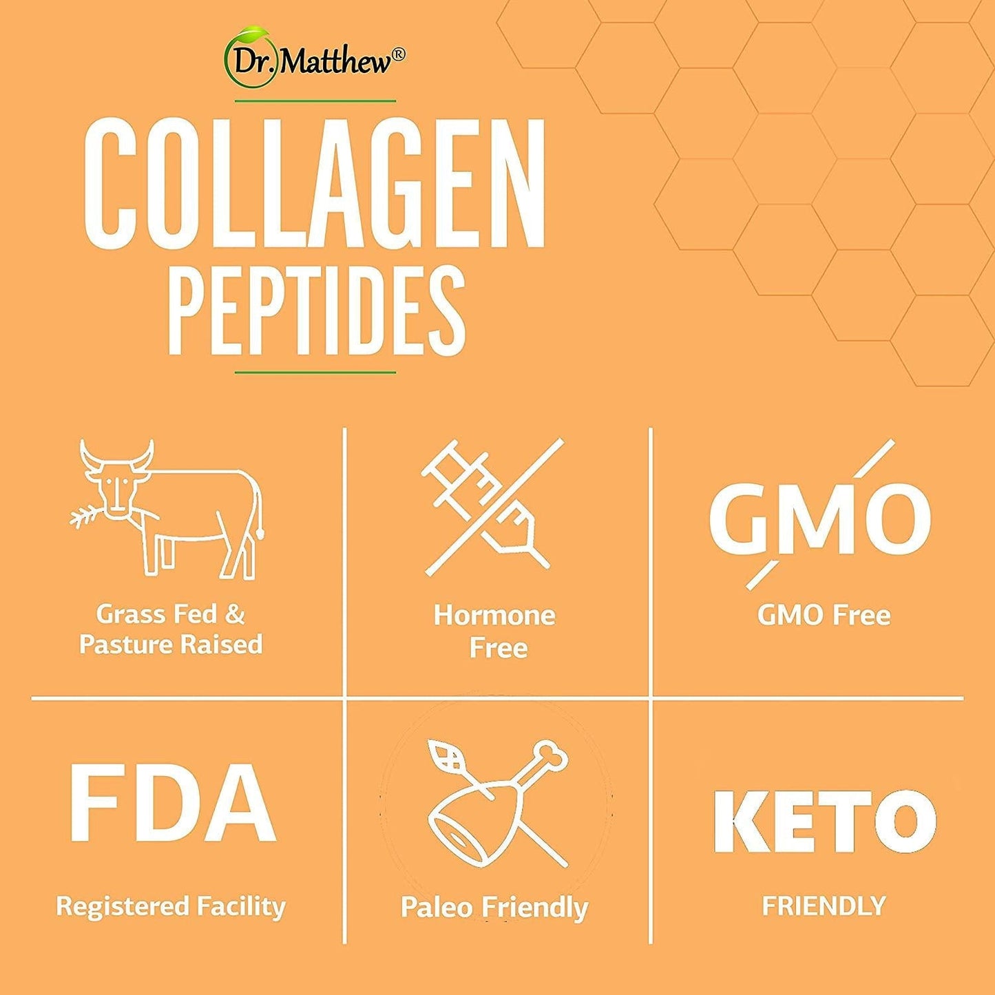 Dr. Matthew Collagen Peptides Vanilla Powder with Biotin, Vitamin C and Hyaluronic Acid