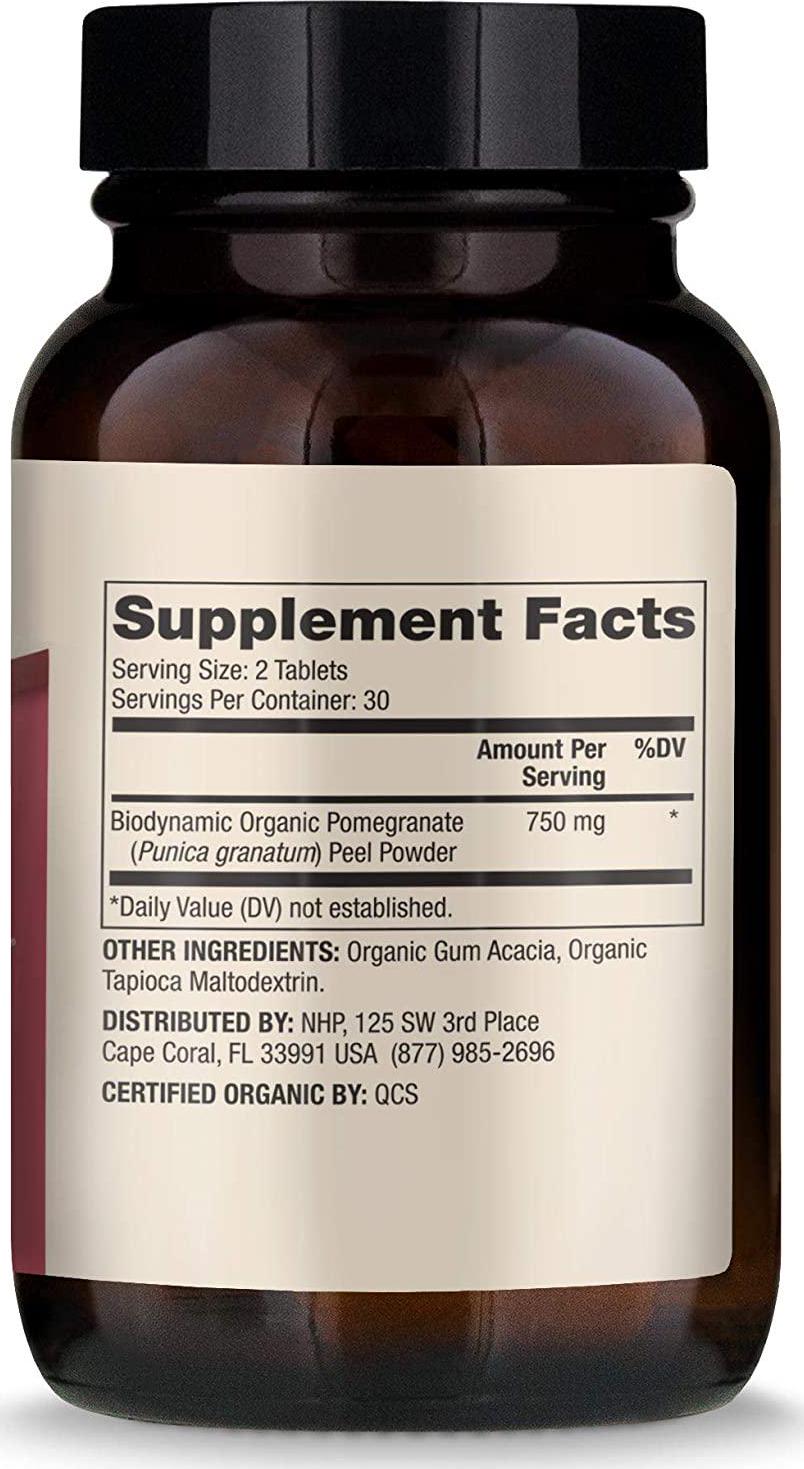 Dr. Mercola Biodynamic Organic Pomegranate Peel, 30 Servings (60 Tablets), Supports Cardiovascular and Mitochondrial Health*, Non GMO, Soy Free, Gluten Free, USDA Organic, Demeter Certified