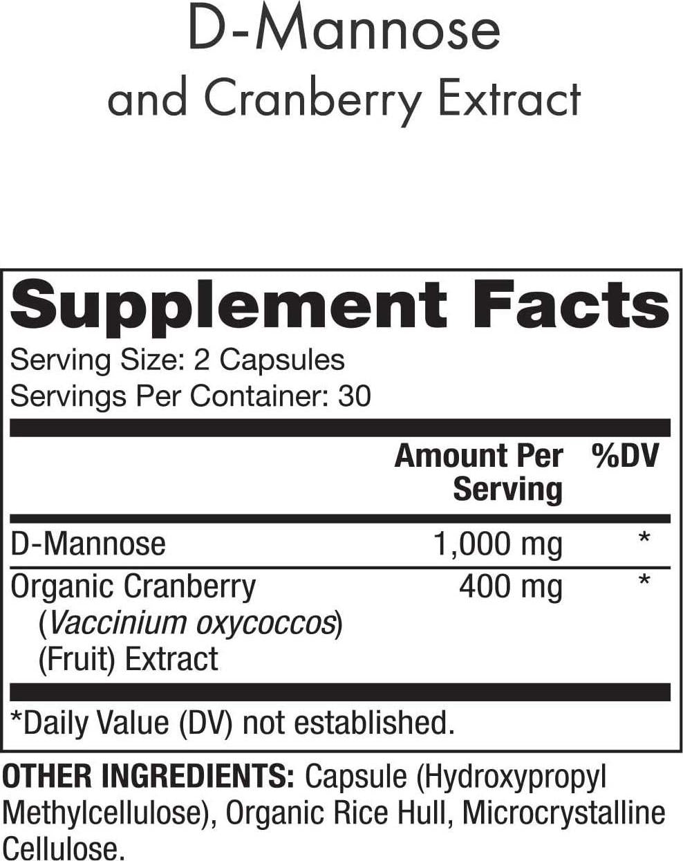 Dr Mercola D-Mannose and Cranberry Extract 60 Capsules