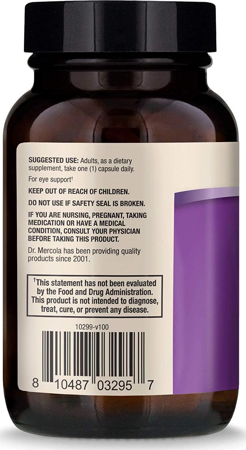 Dr. Mercola, Eye Support with 10 mg of Lutein Dietary Supplement, 90 Servings (90 Capsules), Non GMO, Gluten Free