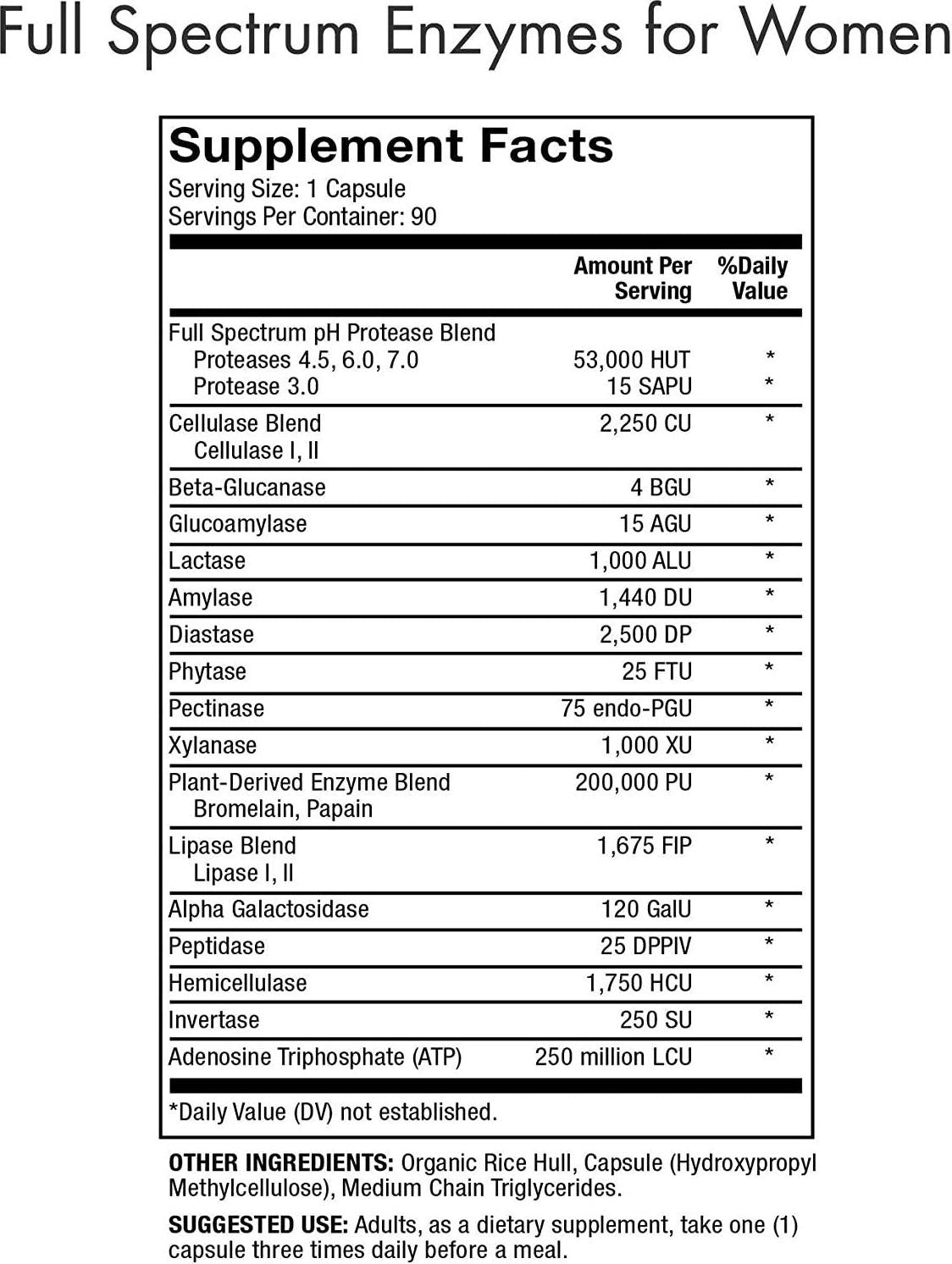 Dr. Mercola Full Spectrum Enzymes for Women, 90 Capsules