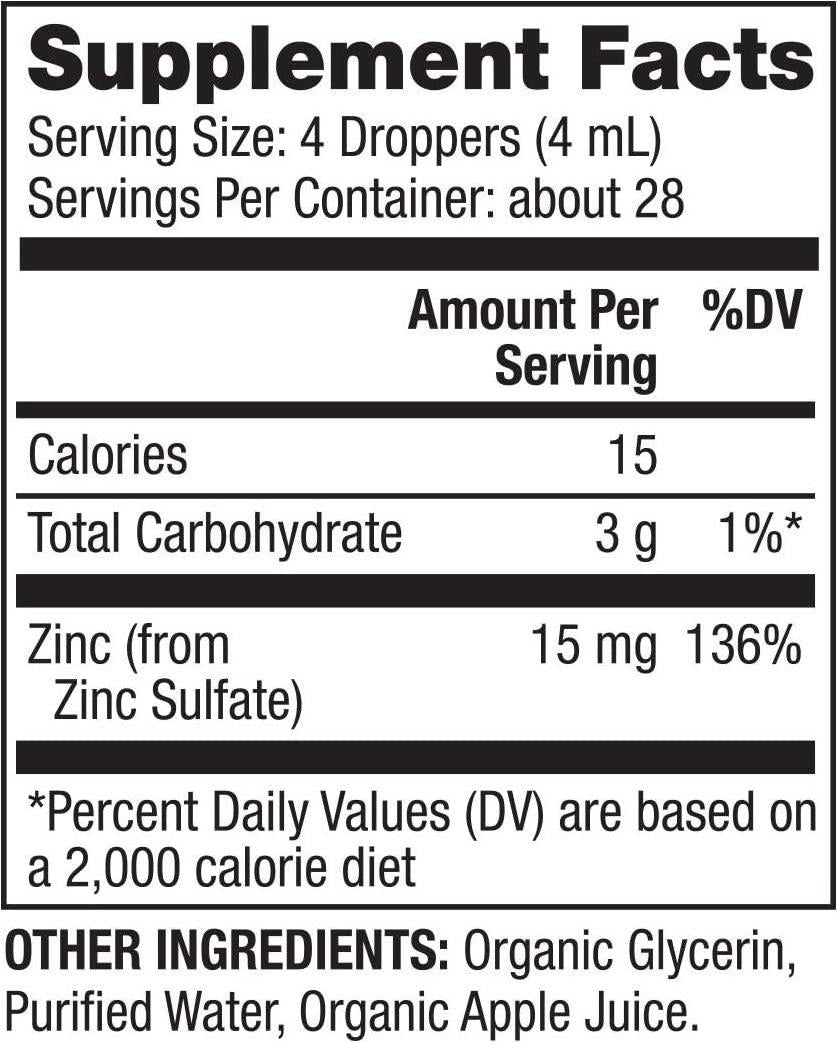 Dr. Mercola Liquid Zinc Dietary Supplement, 15 mg per Serving - About 28 Servings per Container (3.88 fl oz), Supports Organ and Immune Health*, Non GMO, Gluten Free, Soy Free, USDA Organic