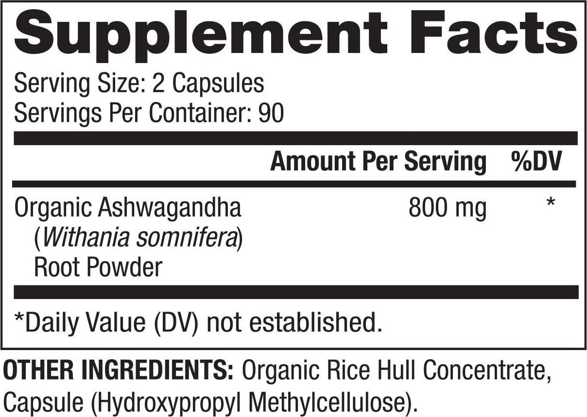 Dr. Mercola, Organic Ashwagandha Capsules, 90 Servings (800mg, 180 Capsules), Non GMO, Soy Free, Gluten Free