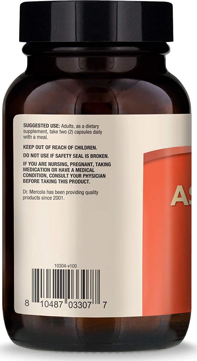 Dr. Mercola, Organic Ashwagandha Capsules, 90 Servings (800mg, 180 Capsules), Non GMO, Soy Free, Gluten Free
