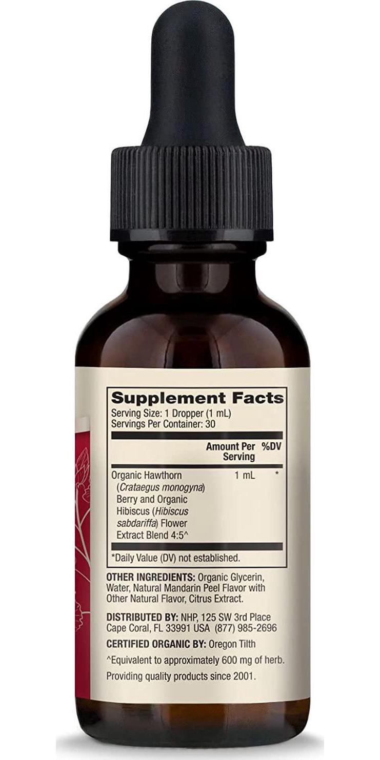 Dr. Mercola Organic Hawthorn and Hibiscus Liquid Drops Dietary Supplements, 30 Servings (30 Droppers), Non GMO, Gluten Free, Soy Free, USDA Organic