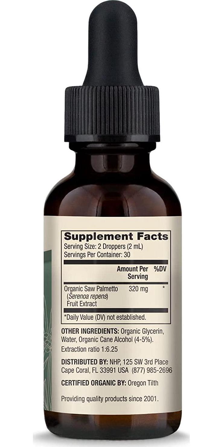 Dr. Mercola Organic Saw Palmetto Liquid Drops Dietary Supplement, 2 fl oz (60 mL), 30 Servings per Bottle, Non GMO, Gluten Free, Soy Free, USDA Organic