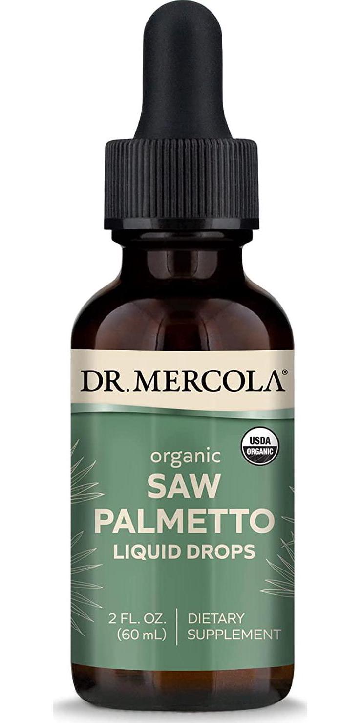 Dr. Mercola Organic Saw Palmetto Liquid Drops Dietary Supplement, 2 fl oz (60 mL), 30 Servings per Bottle, Non GMO, Gluten Free, Soy Free, USDA Organic