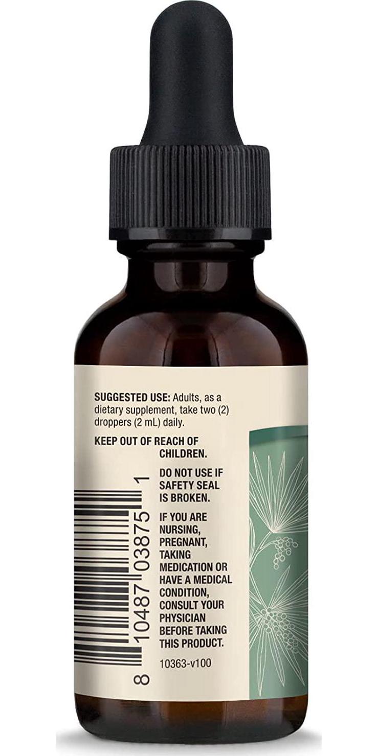 Dr. Mercola Organic Saw Palmetto Liquid Drops Dietary Supplement, 2 fl oz (60 mL), 30 Servings per Bottle, Non GMO, Gluten Free, Soy Free, USDA Organic