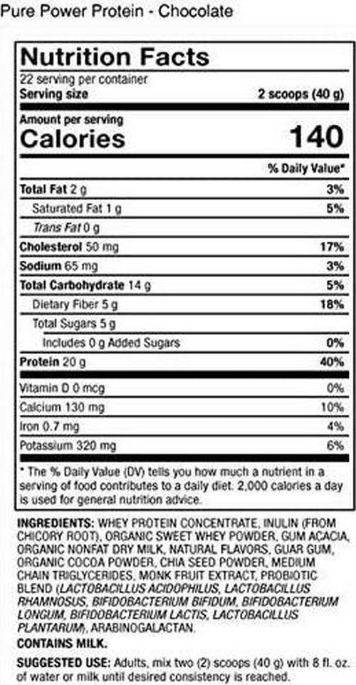 Dr. Mercola Pure Power Whey Gusset, Chocolate, 22 Servings (1 lb 15 oz), Non GMO, Gluten Free, Soy Free