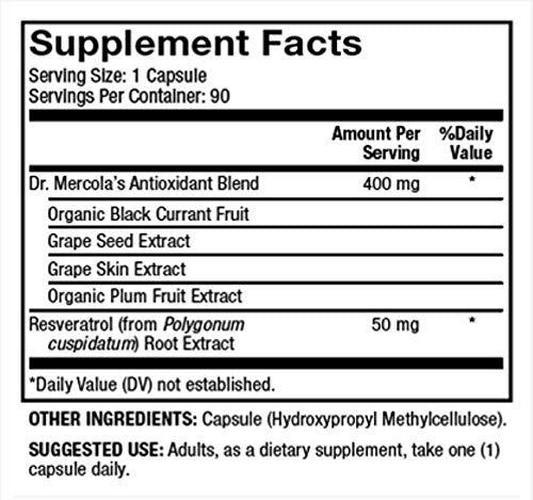 Dr. Mercola, Purple Defense with Resveratrol, 90 Servings (90 Capsules), Supports Memory and Concentration, Supports Immune System Health, Non GMO, Soy-Free, Gluten Free