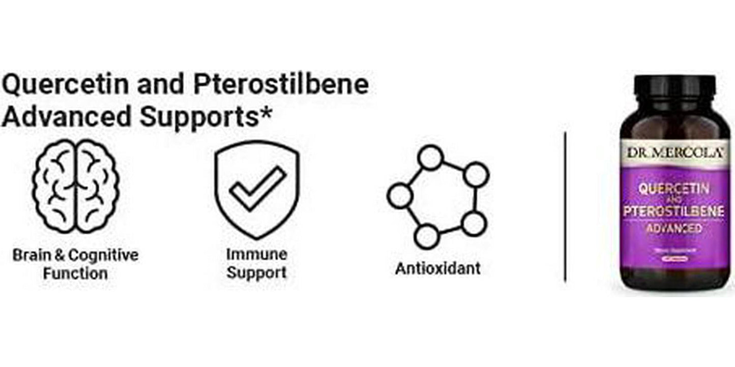 Dr. Mercola Quercetin and Pterostilbene Advanced, 90 Servings (180 Capsules), Non GMO, Gluten Free, Soy Free