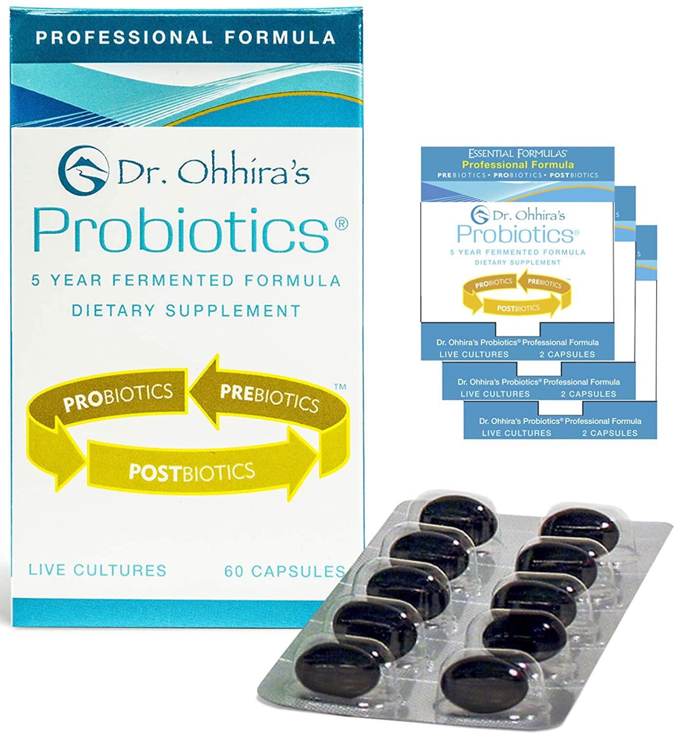 Dr. Ohhira's Probiotics Professional Formula - 60 Capsules with Bonus 3 Travel Size Samples (6 Capsules Bonus)