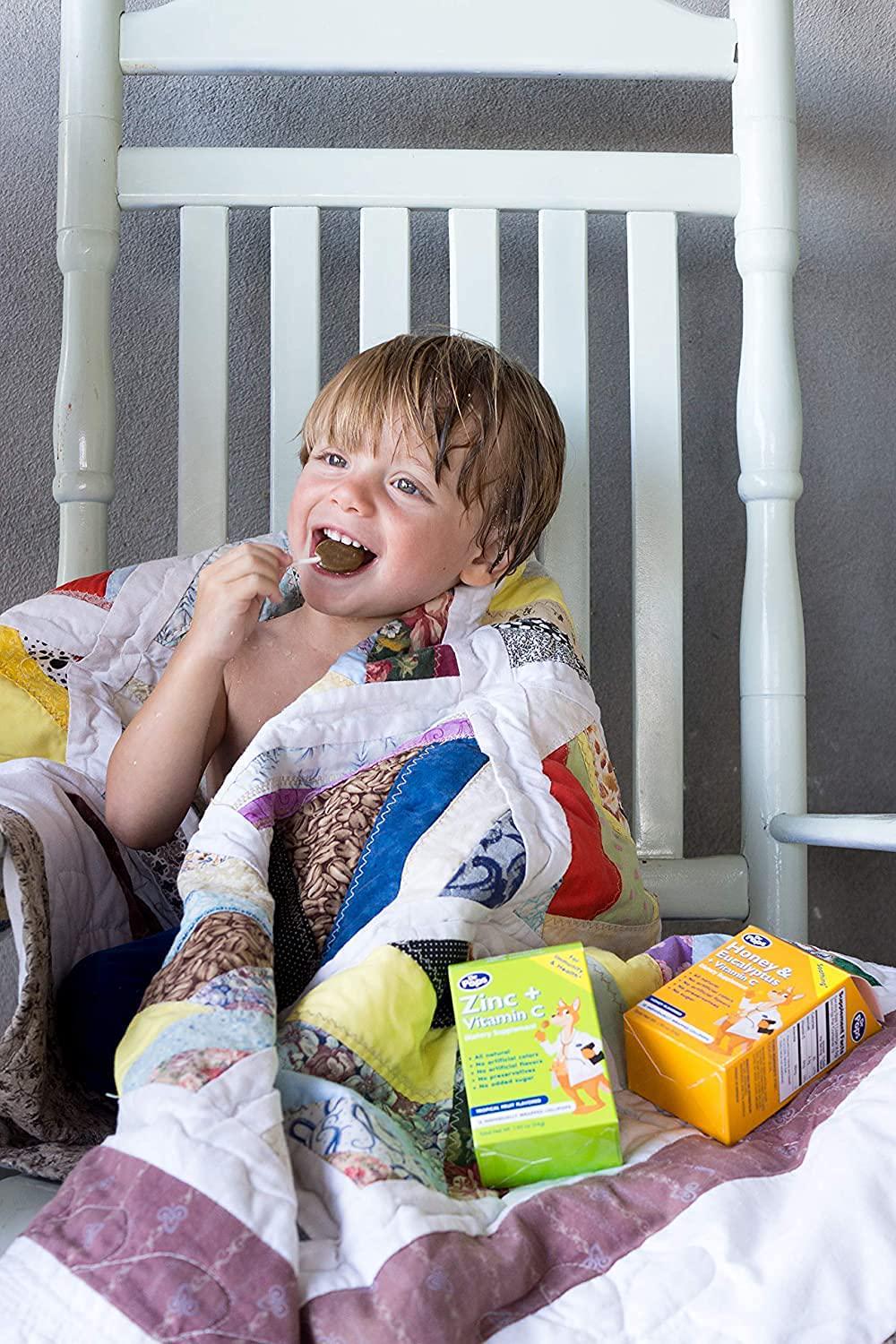 Dr. Pops Lollipops All Natural Allergy Free Dietary Supplement for Kids with Zinc + Vitamin C, Tropical Fruit Flavor, 30 Count Box