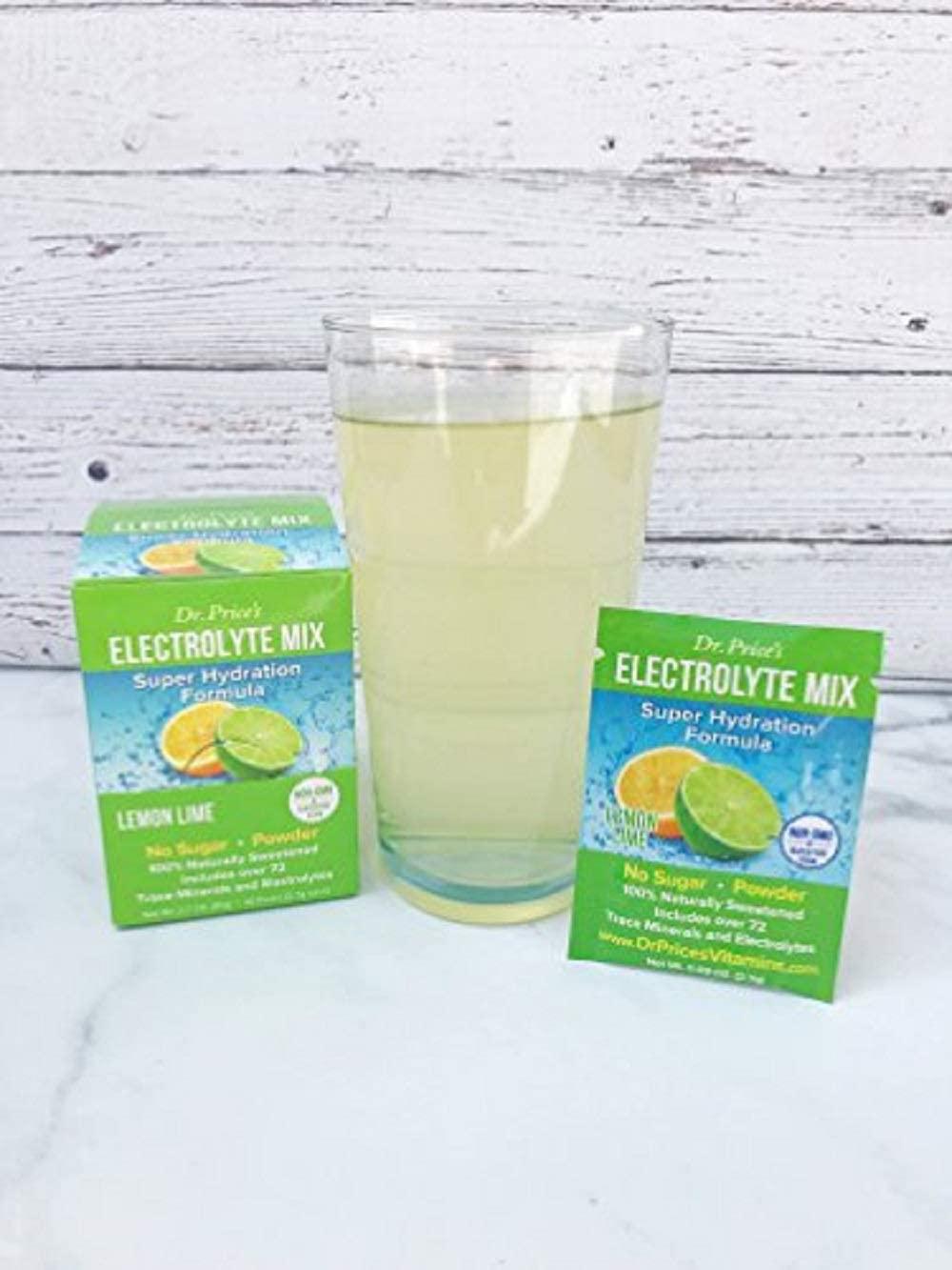 Dr. Price&#039;s Vitamins Electrolyte Mix Supplement Powder, 72 Trace Minerals, Potassium, Sodium, Electrolyte Replacement Keto Drink | Lemon-Lime 30 Packets | No Sugar, Keto, Vegan, Non-GMO, Gluten-Free