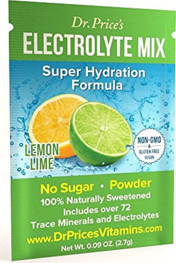 Dr. Price&#039;s Vitamins Electrolyte Mix Supplement Powder, 72 Trace Minerals, Potassium, Sodium, Electrolyte Replacement Keto Drink | Lemon-Lime 30 Packets | No Sugar, Keto, Vegan, Non-GMO, Gluten-Free