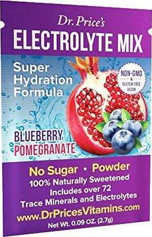 Dr. Price's Vitamins Electrolyte Mix Supplement Powder, 72 Trace Minerals, Potassium, Sodium, Electrolyte Replacement Keto Drink | Blueberry-Pomegranate 30 Packets | No Sugar, Keto, Vegan, Non-GMO