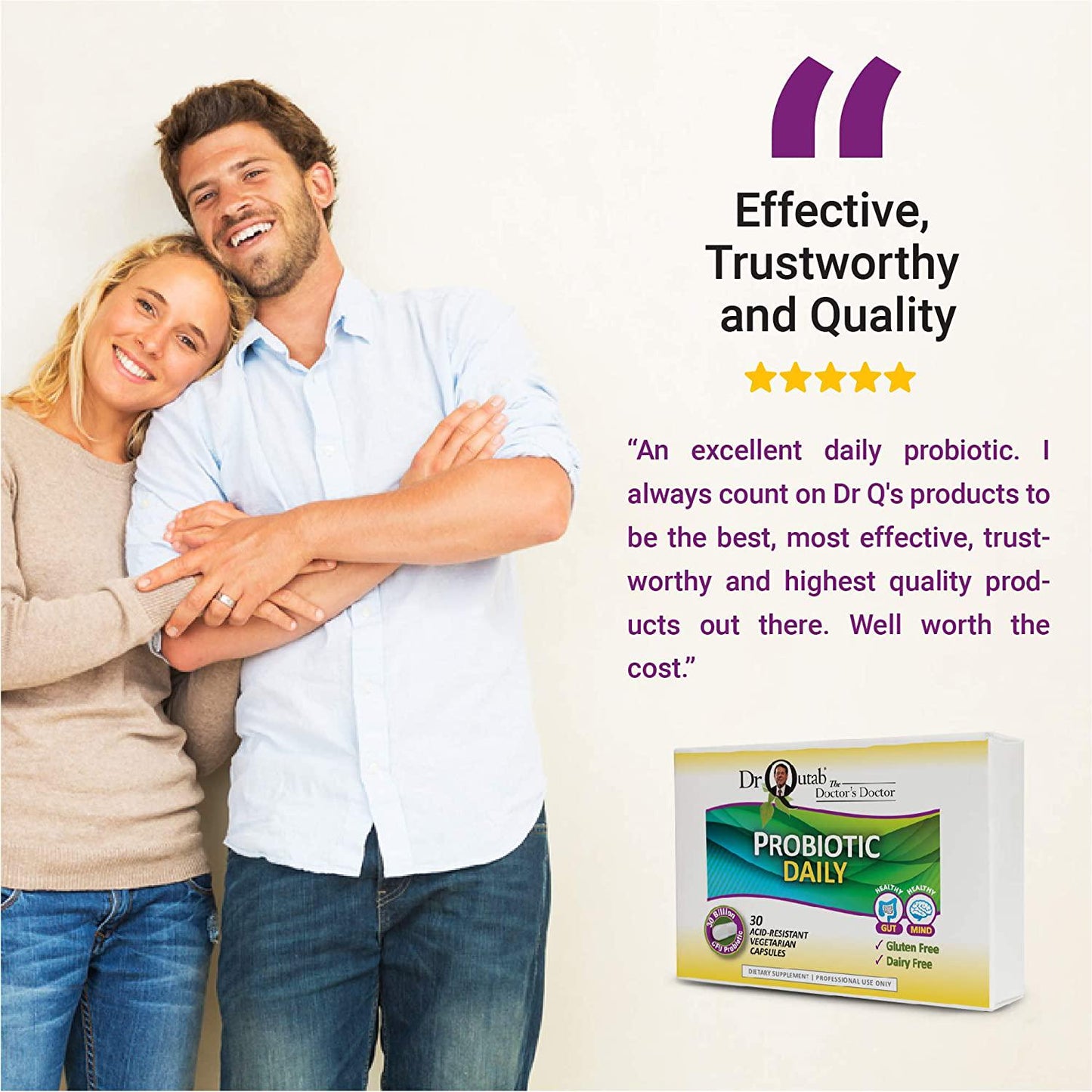 Dr Qutab The Doctor's Doctor, Probiotic Daily, 30 Billion CFU Probiotic, 30 Acid Resistant Vegetarian Capsules, Gluten and Dairy Free