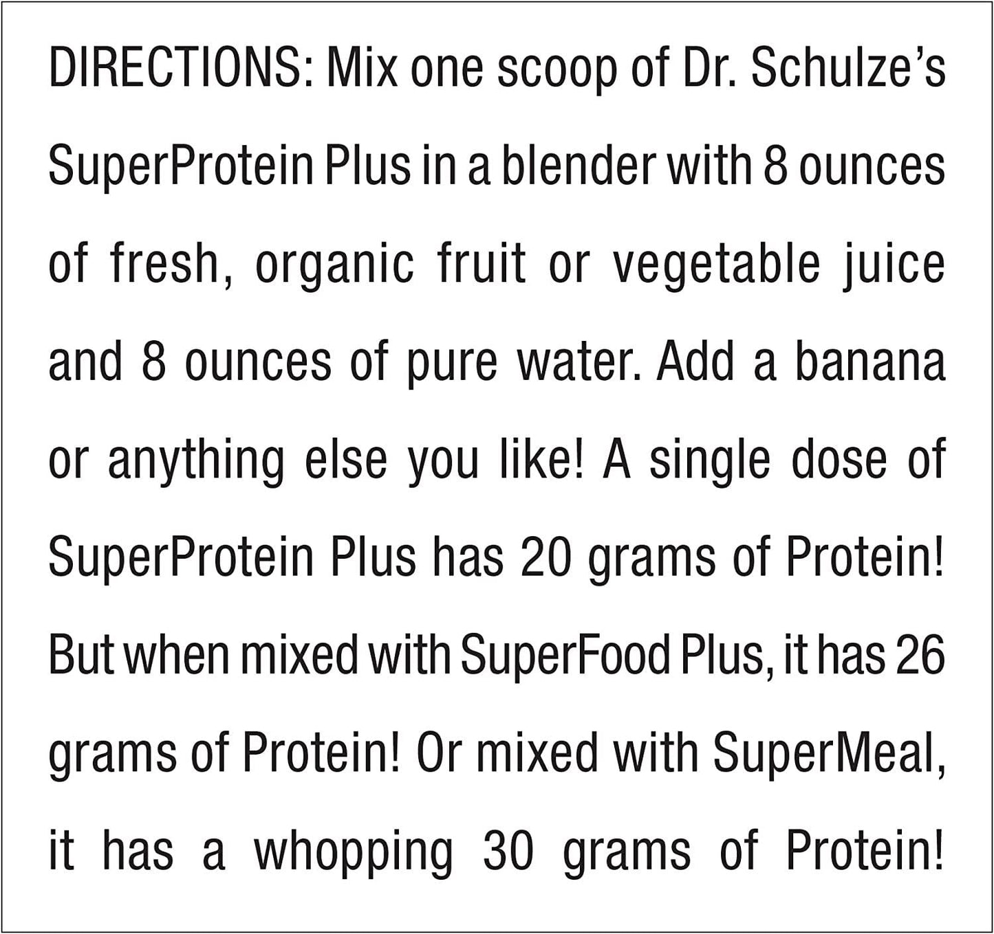 Dr. Schulze s | SuperProtein Plus | 100% Plant Protein Concentrate | Organic Powder Mix | Vitamin B-12 and Spirulina | Dietary Supplement | Build Strong Muscle | Enhance Workout Recovery | 19 Oz.