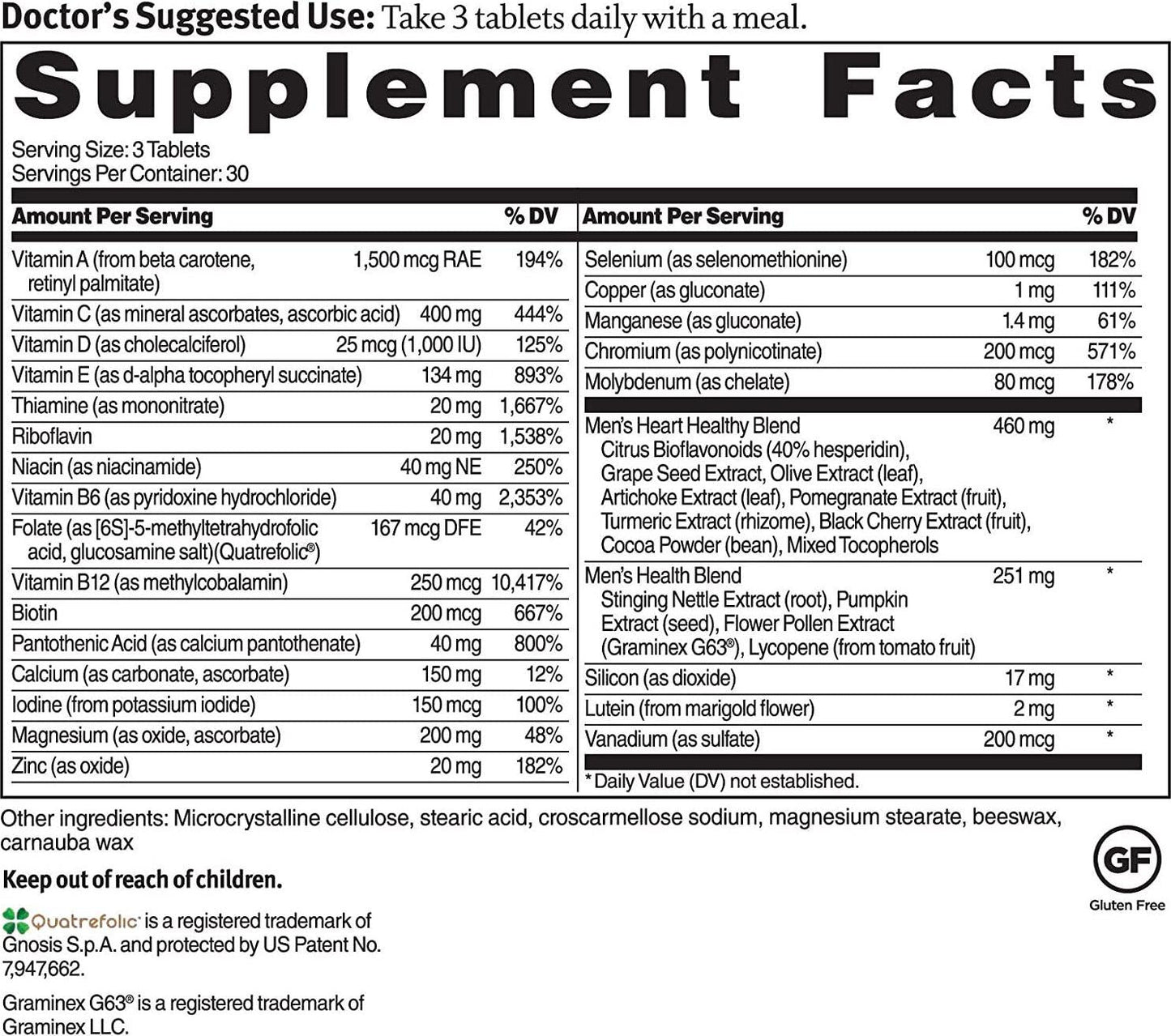 Dr. Sinatra's Heart Healthy Multivitamin for Men, 90 Tablets (30-Day Supply)