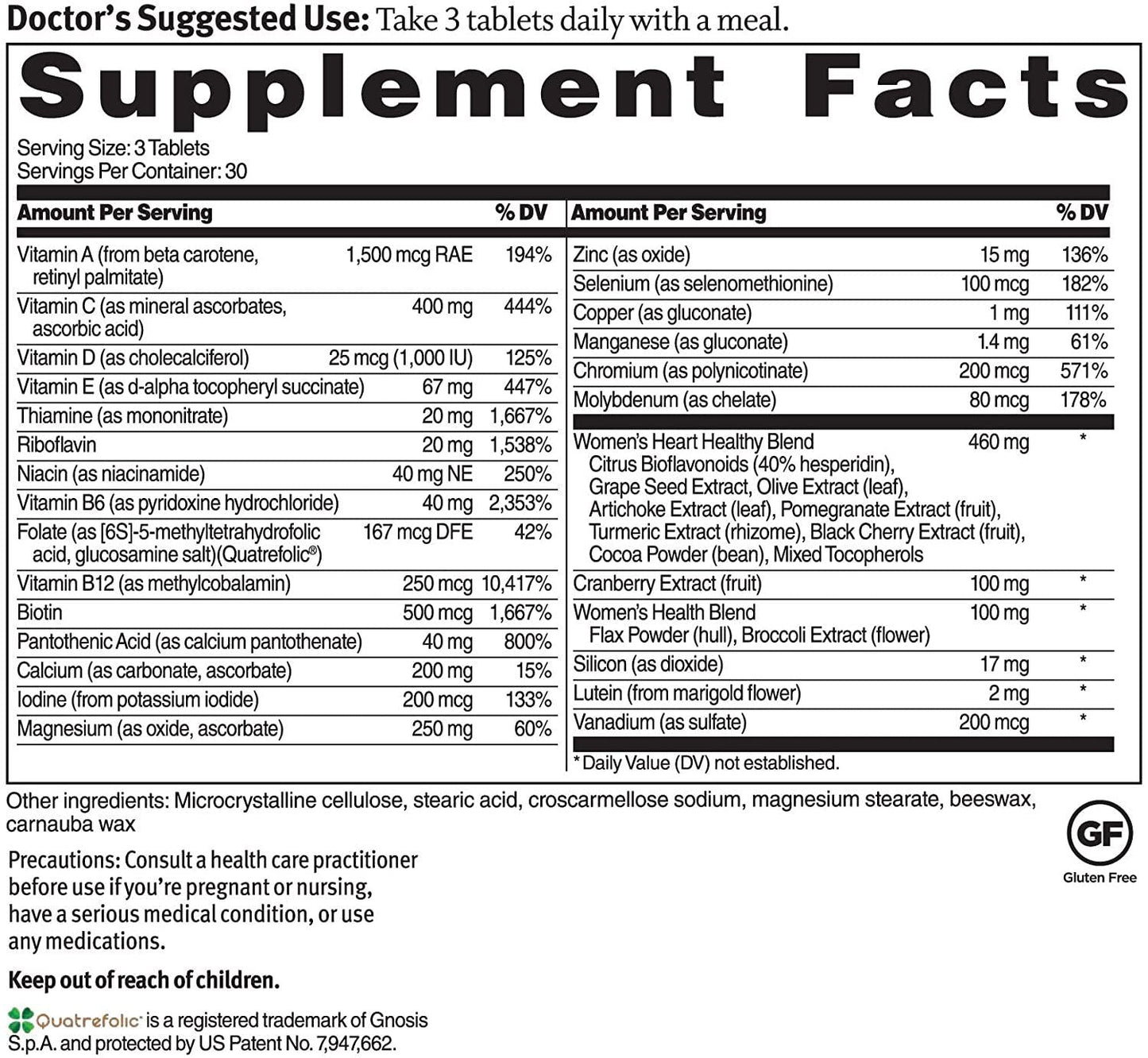 Dr. Sinatra's Heart Healthy Multivitamin for Women, 90 Tablets (30-Day Supply)