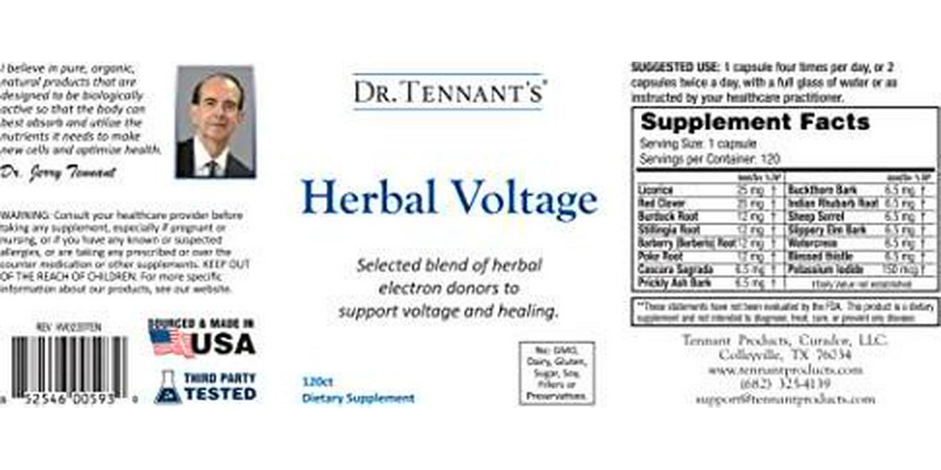 Dr. Tennant s Herbal Voltage | Supplement to Increase Body s Energy and Natural Healing - Supports Focus, Energy, Mood, All Without Caffeine - 100% Natural Supplement - 120 Capsules