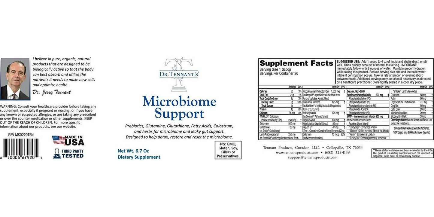 Dr. Tennant’s Microbiome Support - Clean, Heal, and Restore Your Gut - 30 Day Supply