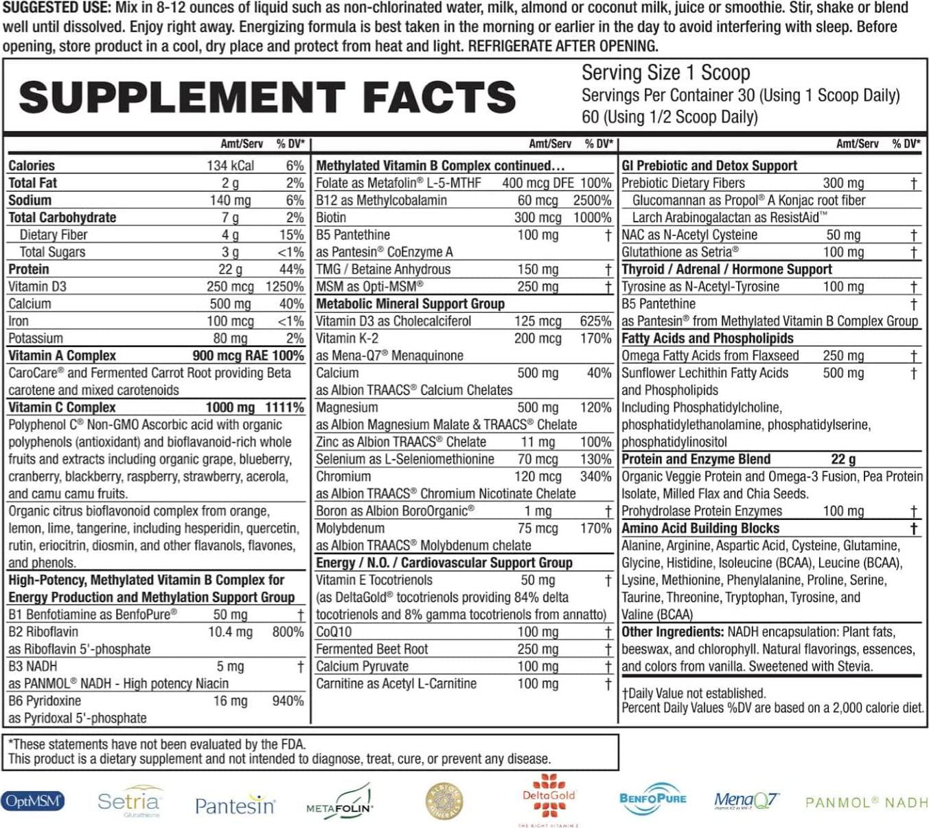 Dr. Tennants Restore Vanilla Veggie Protein | Premium Plant-Based Protein - 100% Natural Veggie Protein and Omega 3 Fusion, Including Pea Protein Isolate - Low Carb, Keto, Dairy Free - 30 Day Supply