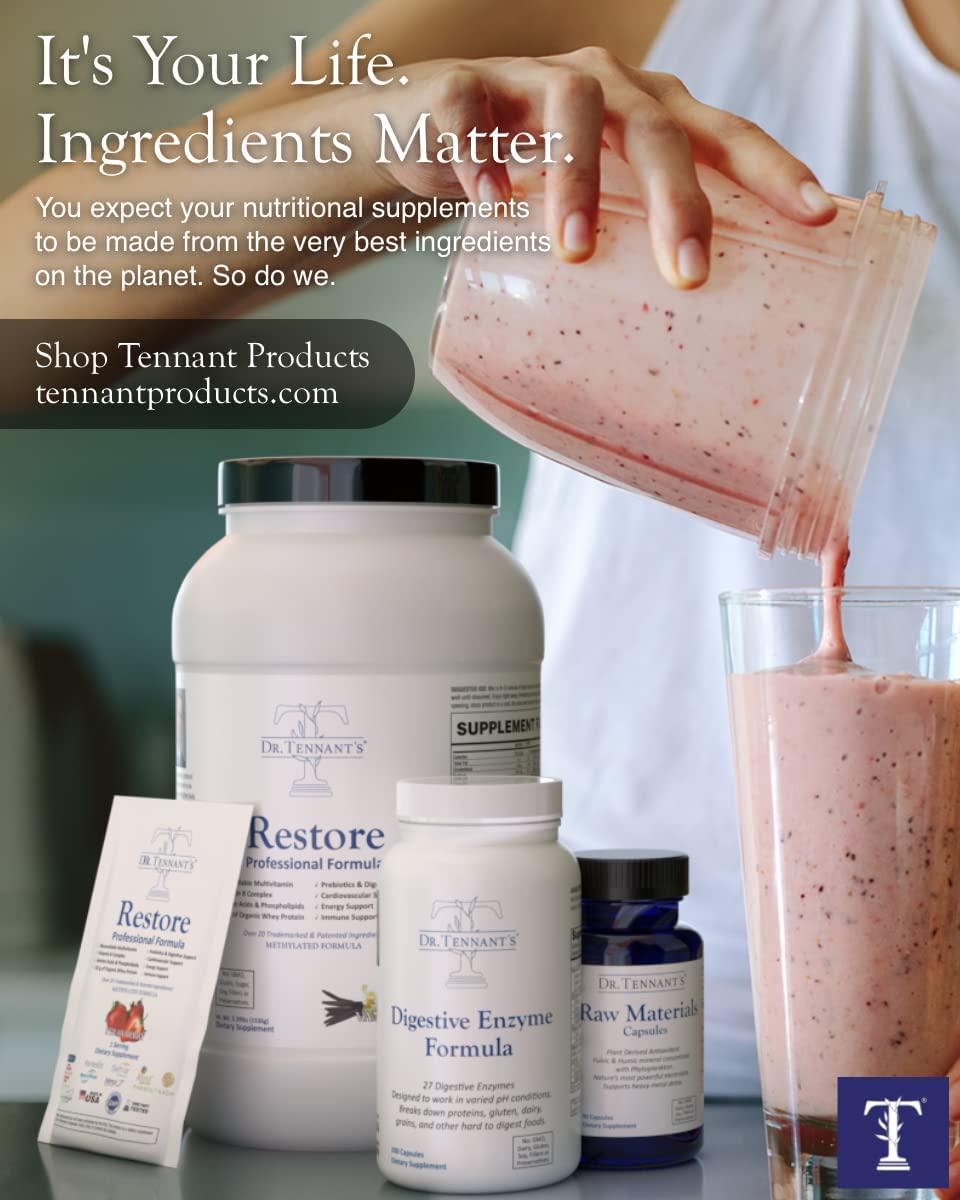 Dr. Tennants Restore Vanilla Veggie Protein | Premium Plant-Based Protein - 100% Natural Veggie Protein and Omega 3 Fusion, Including Pea Protein Isolate - Low Carb, Keto, Dairy Free - 30 Day Supply