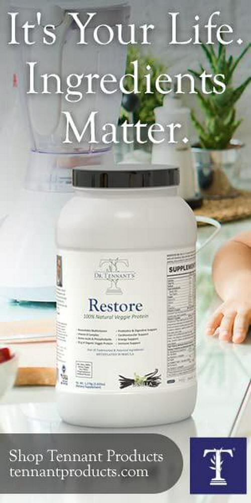 Dr. Tennants Restore Vanilla Veggie Protein | Premium Plant-Based Protein - 100% Natural Veggie Protein and Omega 3 Fusion, Including Pea Protein Isolate - Low Carb, Keto, Dairy Free - 30 Day Supply